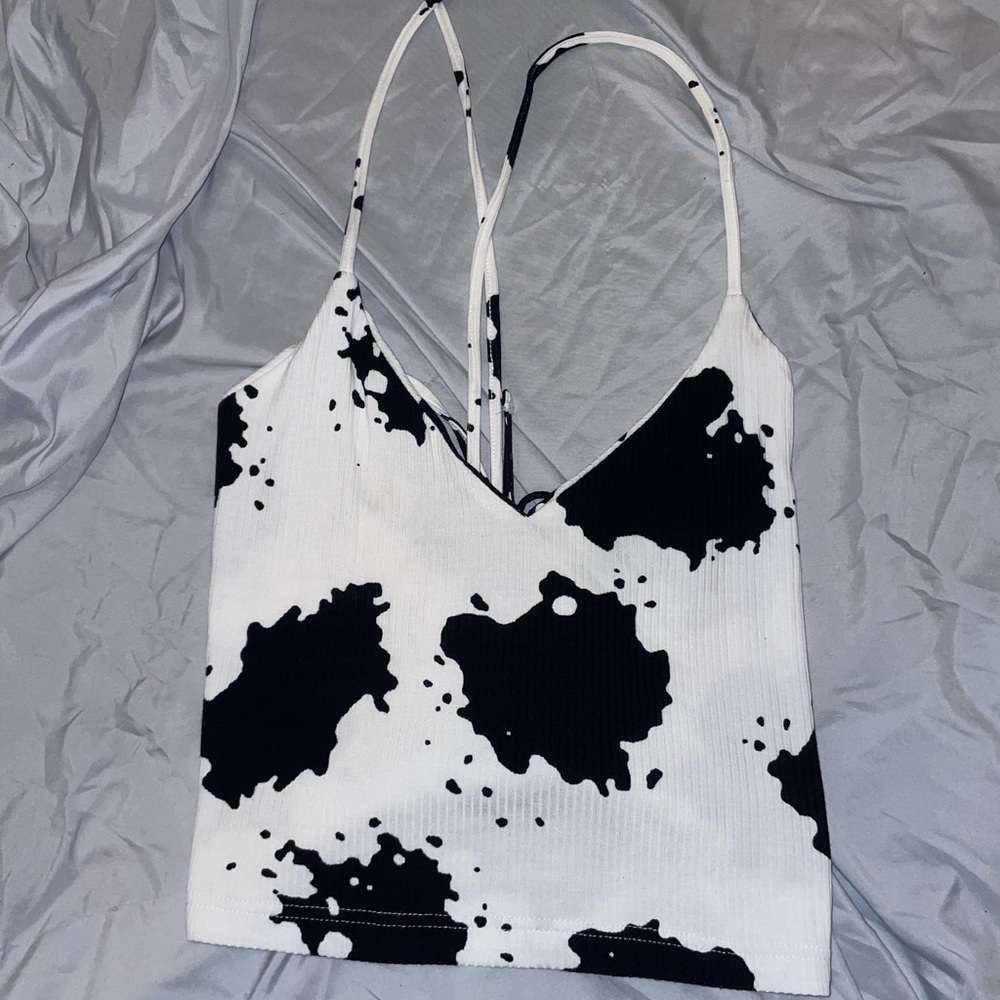 Cow print Rue21 tank top with tie up back